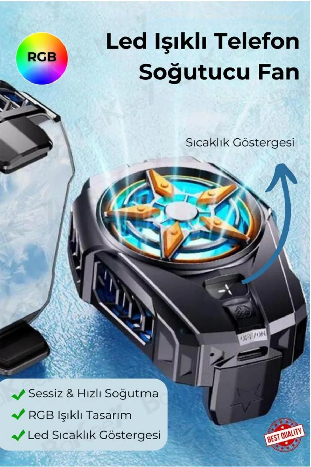 Bilişim Burada SL-09 Telefon Fan Işıklı Cep Telefonu Soğutma Fanı Radyatör Soğutucu